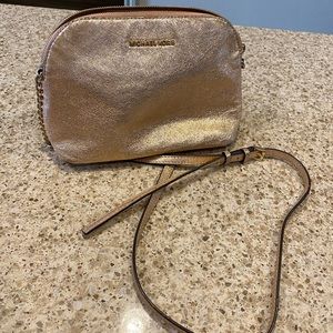 Michael Kors Rose Gold Sparkle Dome Crossbody